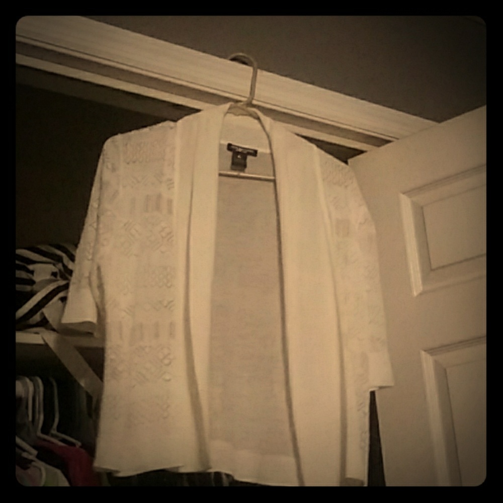White Cardigan with Eyelet detail
